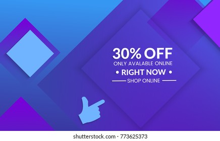 Abstract geometric background with squares. Modern template for social media banner. Contemporary material design with realistic shadow over flat gradient background.