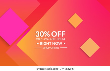 Abstract geometric background with squares. Modern template for social media banner. Contemporary material design with realistic shadow over flat gradient background.