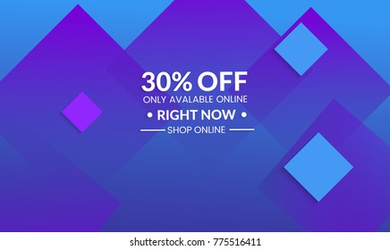 Abstract geometric background with squares. Modern template for social media banner. Contemporary material design with realistic shadow over flat gradient background.