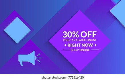 Abstract geometric background with squares. Modern template for social media banner. Contemporary material design with realistic shadow over flat gradient background.