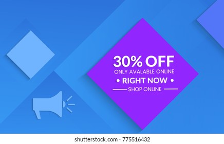 Abstract geometric background with squares. Modern template for social media banner. Contemporary material design with realistic shadow over flat gradient background.