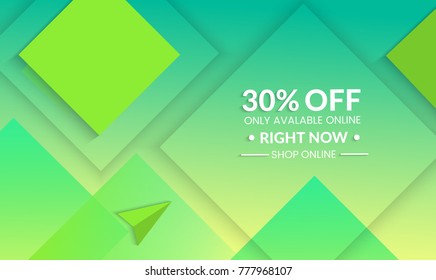 Abstract geometric background with squares. Modern template for social media banner. Contemporary material design with realistic shadow over flat gradient background.