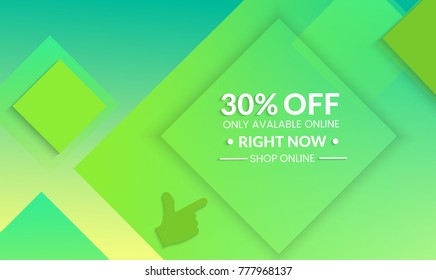 Abstract geometric background with squares. Modern template for social media banner. Contemporary material design with realistic shadow over flat gradient background.