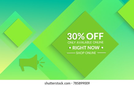Abstract geometric background with squares. Modern template for social media banner. Contemporary material design with realistic shadow over flat gradient background.