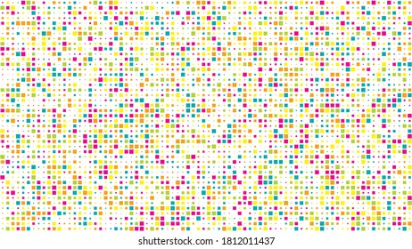 Abstract geometric background of squares. Multicolor pixel background with empty space. Vector illustration.