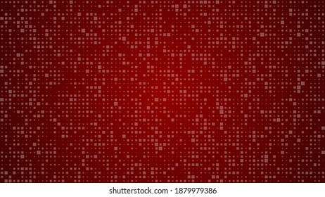 Abstract geometric background of squares. Red pixel background with empty space. Vector illustration.
