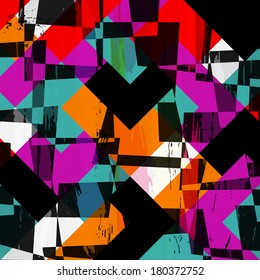 abstract geometric background, with squares, strokes and splashes