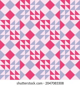 Abstract geometric background with squares and tiangles repated motif. Seamless pattern, geometrical ornament, texture for wrapping paper, wallpaper, fabric, textile