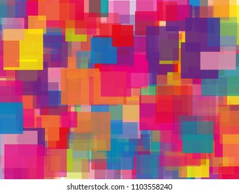 Abstract geometric background with squares. Translucent, transparent geometric shapes with overlapping. Bright pattern for banners, posters, covers, screensavers, Wallpapers, web banners. Vector illus