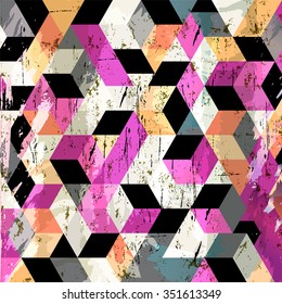 abstract geometric background, with squares, triangles, strokes and splashes