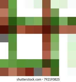 abstract geometric background from squares of white, green, brown in mosaic style, vector illustration