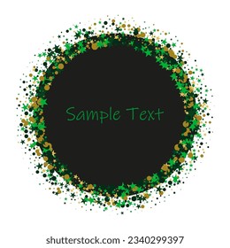 Abstract geometric background with stars and circles in the form of a round frame scattered over a black and white background