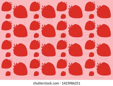 abstract geometric background with strawberries and cupcakes