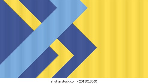 Abstrakter geometrischer Hintergrund mit Streifen. Minimales futuristisches Grafikdesign in gelbem Blau und Marineblau. Vektorgrafik
