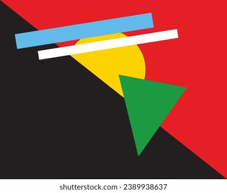 Abstrakter geometrischer Hintergrund aus Streifen aus gelbem Kreis und Dreieck. Afrikanisches Thema.