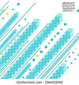 Abstract geometric background from strips of circles lines and shapes blue-yellow vector