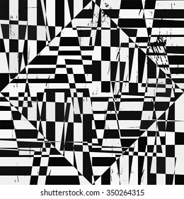 abstract geometric background, with strokes and splashes, zigzag, black and white