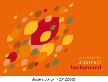 Abstract geometric background with stylized autumn falling leaves arranged in the composition. Creative minimalistic concept. Vector illustration, flat style, geometry. Banner, flyer, poster, cover