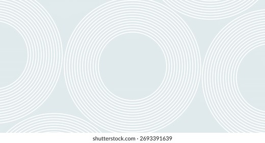 Abstract geometric background with subtle white circles. Modern overlapping circle line pattern. Futuristic concept for covers, posters, banners, brochures, presentations, and flyers.