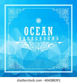 Abstract Geometric background. Summer abstract background poster. Vector pattern greeting card design, label, advertising. Spring triangular mosaic sea and sky. Holidays illustration frame