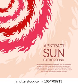 Abstract geometric background with sun theme. Flaming circles. Stylized suns. Creative universal design template for banner, poster, book, booklet, brochure, flyer. Cover design. Vector illustration.
