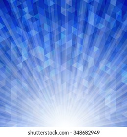 Abstract geometric background with sunburst light effect.