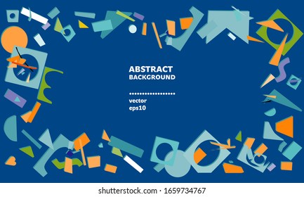 Abstract geometric background in Suprematism style. Multicolored circles, squares, lines, rectangles  and place for your text. Template for brand identity, advertising, poster, banner, flyer, web, app