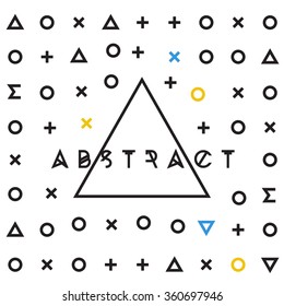 Abstract geometric background with symbols. Vector art