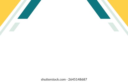 Abstract geometric background with teal diagonal lines and yellow borders framing the top of a clean white space. Ideal for modern presentation slides, banners, or document templates.