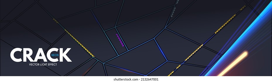 Abstract geometric background. Technokogy design. Crack and light