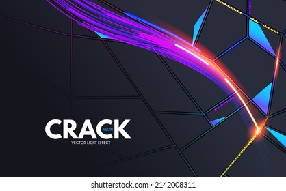 Abstract geometric background. Technokogy design. Crack and light