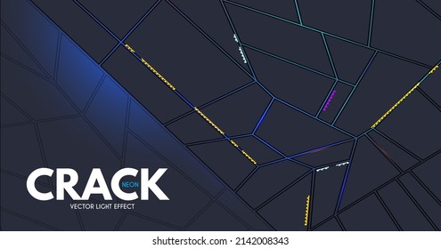 Abstract geometric background. Technokogy design. Crack and light