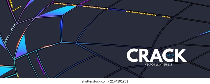 Abstract geometric background. Technokogy design. Crack and light