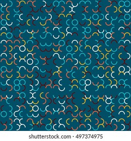 Abstract geometric background. Abstract technology pattern with colorful geometric shapes in tessellation. Linear abstract lattice, random coloring. Vector seamless linear pattern.
