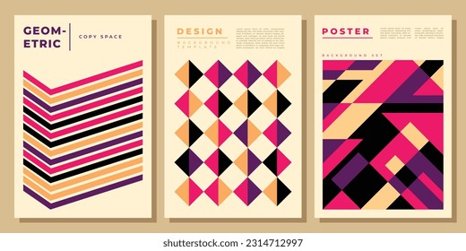 Abstract geometric background template copy space. Colorful shape and pattern vertical backdrop. Suitable for poster, banner, leaflet, magazine, pamphlet, or cover.