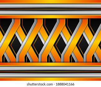 abstract geometric background template design. yellow, orange, green and black gradient colors. horizontal layout with pattern on center design. symmetric cover use 3d style.