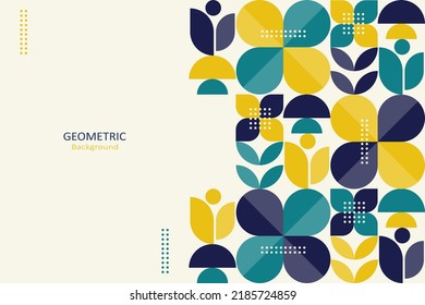 Abstract geometric background, template flat design of mosaic pattern with the simple shape of circles and dots. Landing page design, Vector Illustration.
