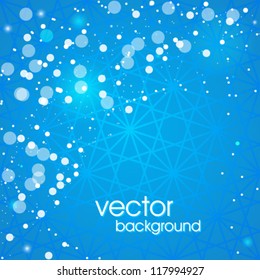 Abstract geometric background. The template for the poster, card, flyer or banner with shiny particles, triangle and line.
