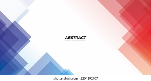 Abstract geometric background template. Abstract transparent blue and red glass on white background