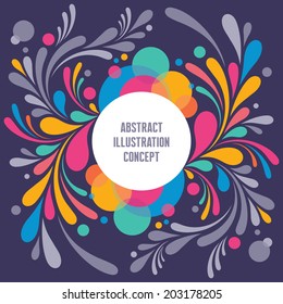 Abstract Geometric Background - Text Modern Frame - Curls vector structure for creative projects. Colored petals design elements. Invitation concept.