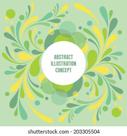 Abstract Geometric Background - Text Modern Frame - Curls vector structure for creative projects. Colored design elements. Invitation concept in green colors.