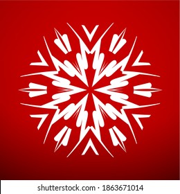 Abstract Geometric Background Texture, Geometric Shape Pattern Mandala on Red Background. Decorative Element For Design. Seamless Repeat Pattern. Christmas Snowflakes. Happy New Year. Vector EPS 10