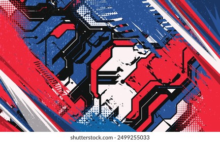 Abstract geometric background with textured grunge brush strokes