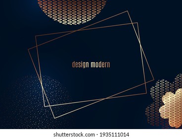 Fondo geométrico abstracto, formas geométricas texturadas, marco para texto, color dorado. Cubierta de diseño. Ilustración del vector