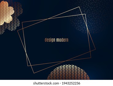 Abstract geometric background, textured geometric shapes, frame for text, gold color. Design cover. Vector illustration