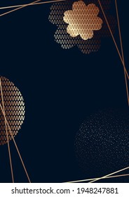 Fondo geométrico abstracto, formas geométricas texturadas, marco para texto, color dorado. Cubierta de diseño. Ilustración del vector