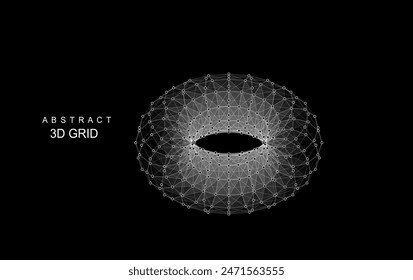 
Abstract geometric background with torus wireframe from circles. Concept for science, business and technology template with 3d torus vector.