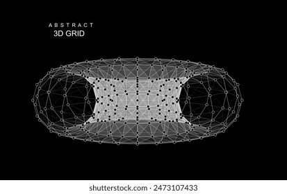 Abstract geometric background with torus wireframe from circles. Concept for science, business and technology template with 3d torus vector.