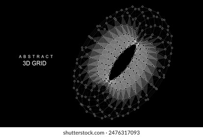 Abstract geometric background with torus wireframe from circles. Concept for science, business and technology template with 3d torus vector.