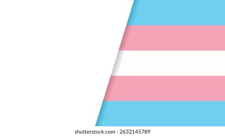 Fundo geométrico abstrato em cores de bandeira de orgulho transgênero - rosa macio, azul claro e branco com textura de papel, design moderno
